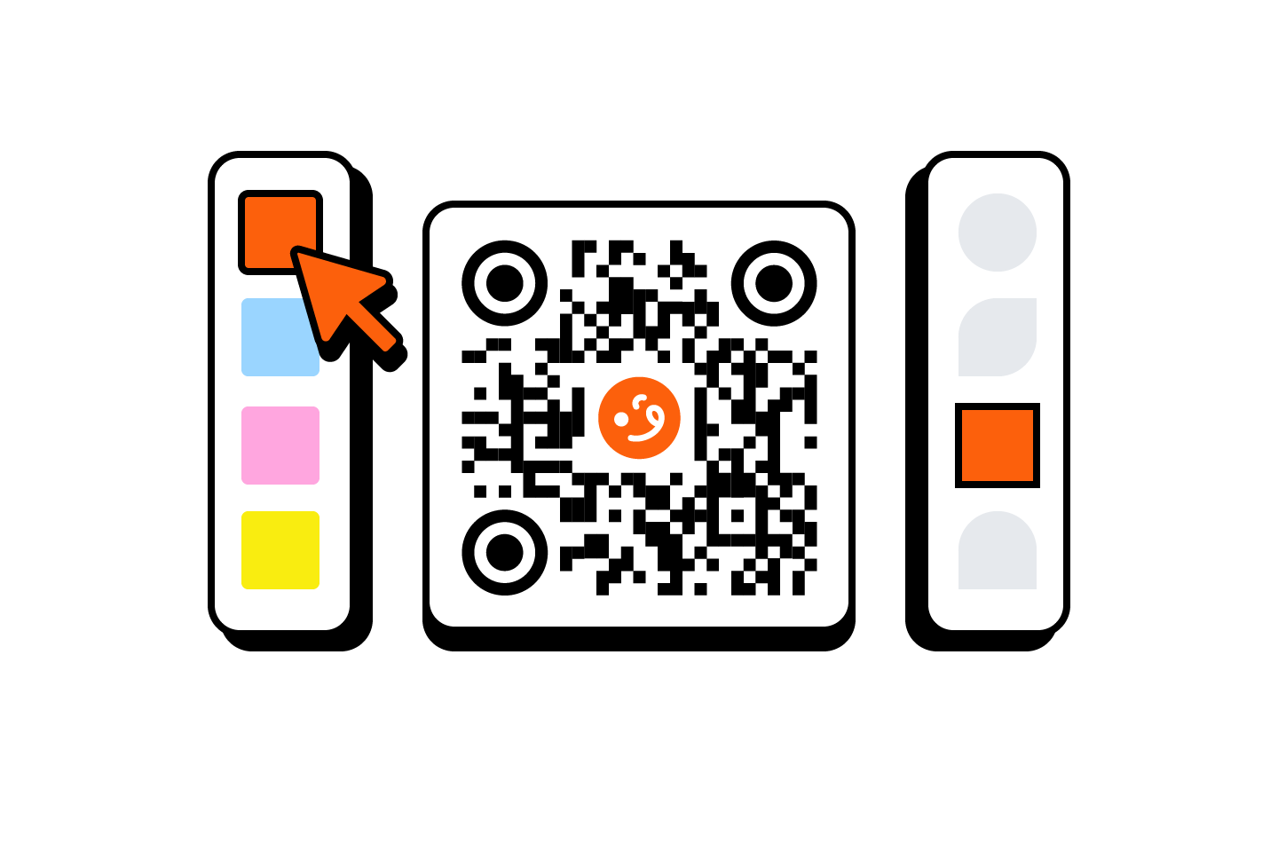 Custom QR code design with editable colors, layout options, and branding