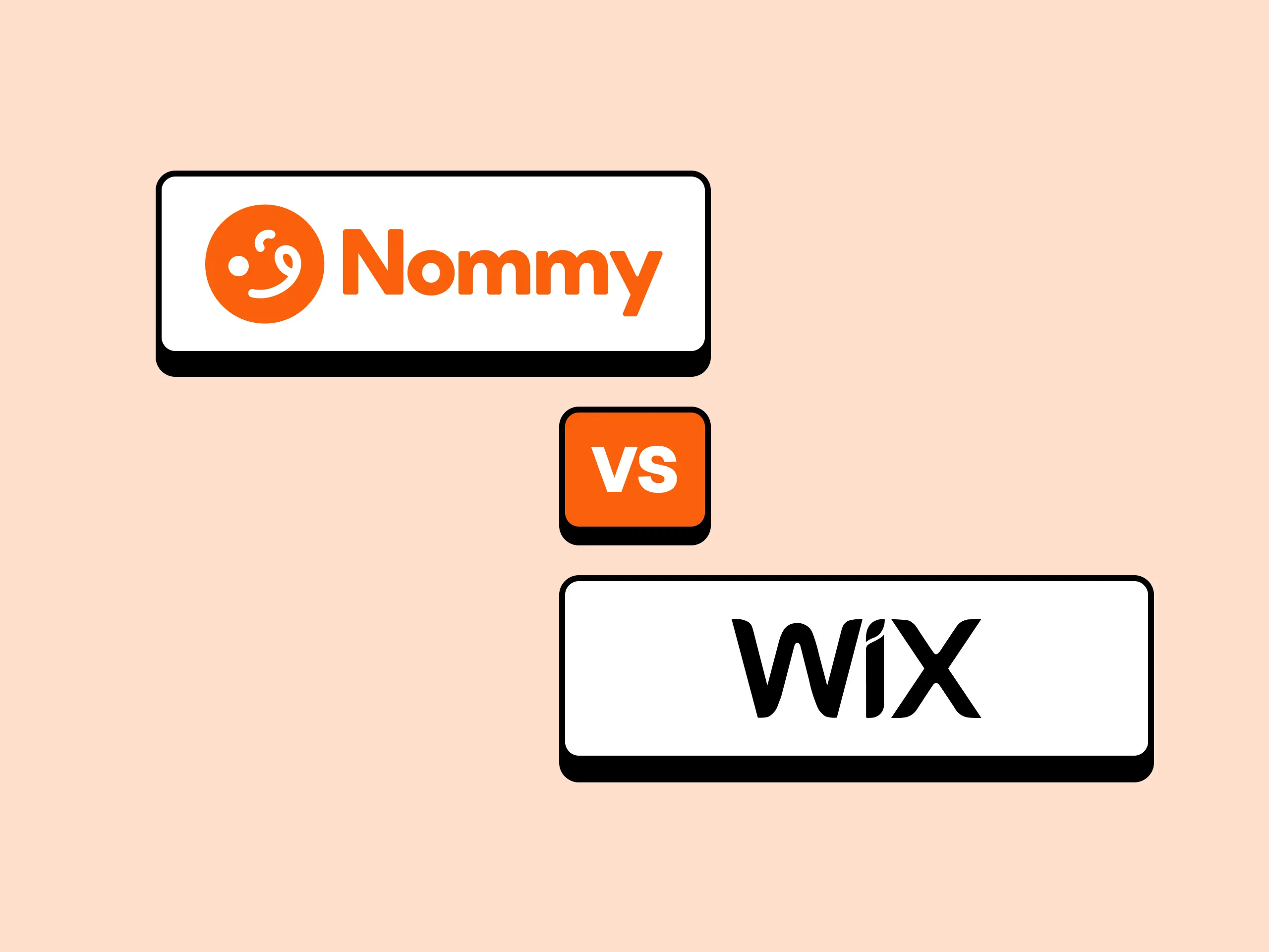 Nommy vs Wix: side-by-side comparison of the Nommy restaurant website and digital menu interface with Wix's website builder