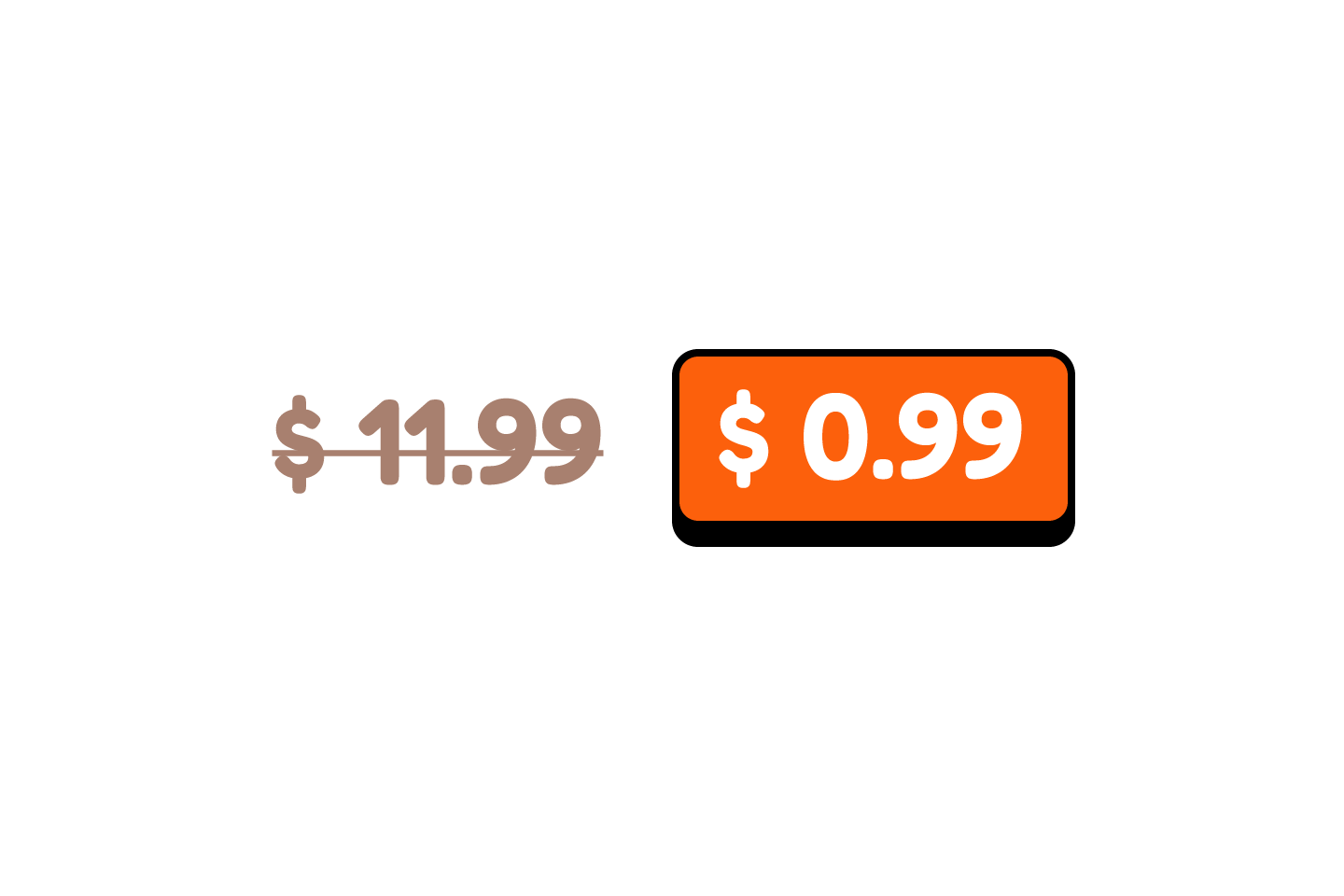 Digital menu promo price showing a discounted item from $11.99 to $0.99