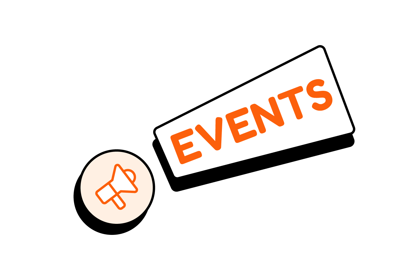 Events banner with a megaphone icon for brewery release nights, live music, and trivia